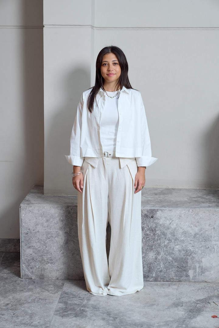 Cropped Poplin Shirt - Off White