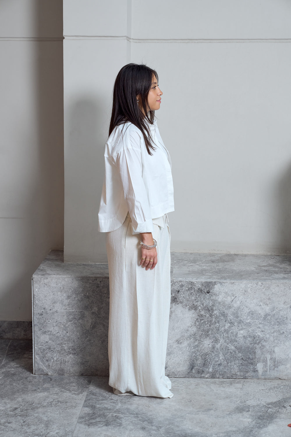 Cropped Poplin Shirt - Off White