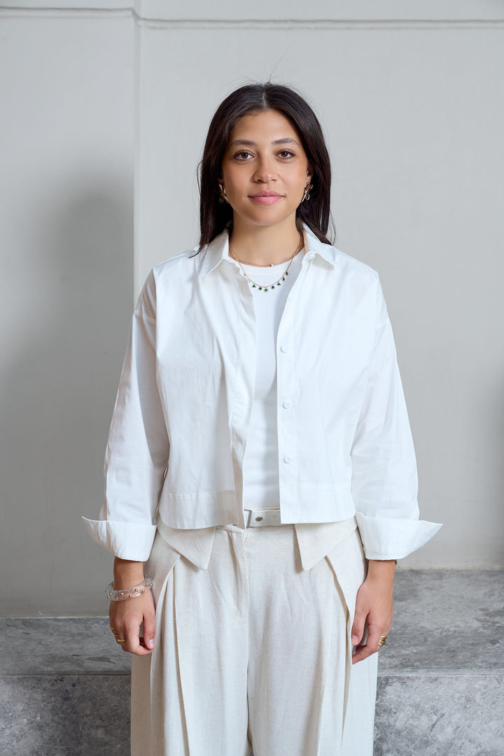 Cropped Poplin Shirt - Off White
