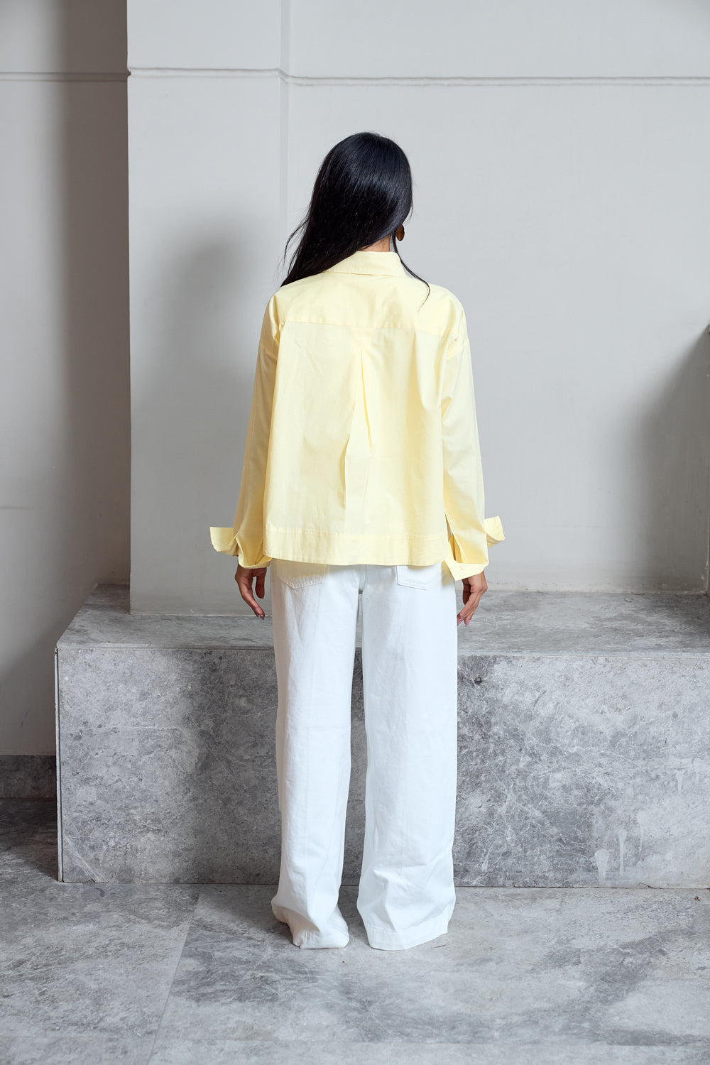 Cropped Poplin Shirt - Yellow