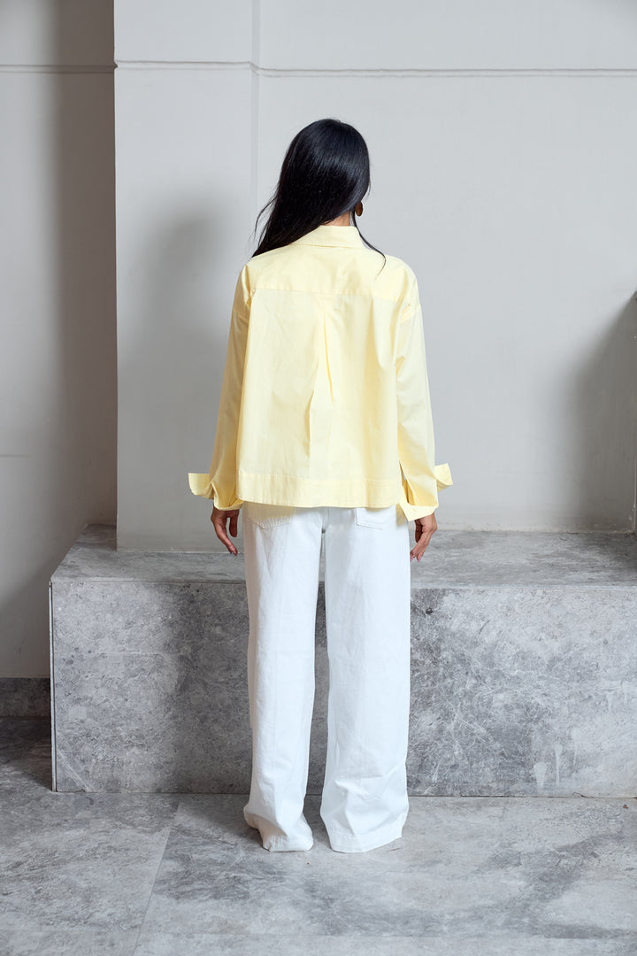 Cropped Poplin Shirt - Yellow
