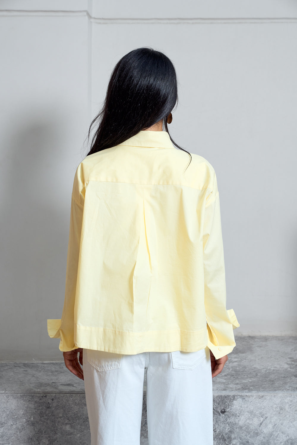 Cropped Poplin Shirt - Yellow