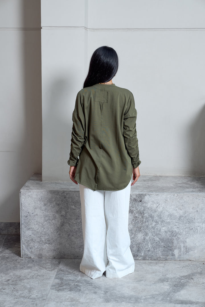 Basic Cotton T-shirt with cruched sleeves