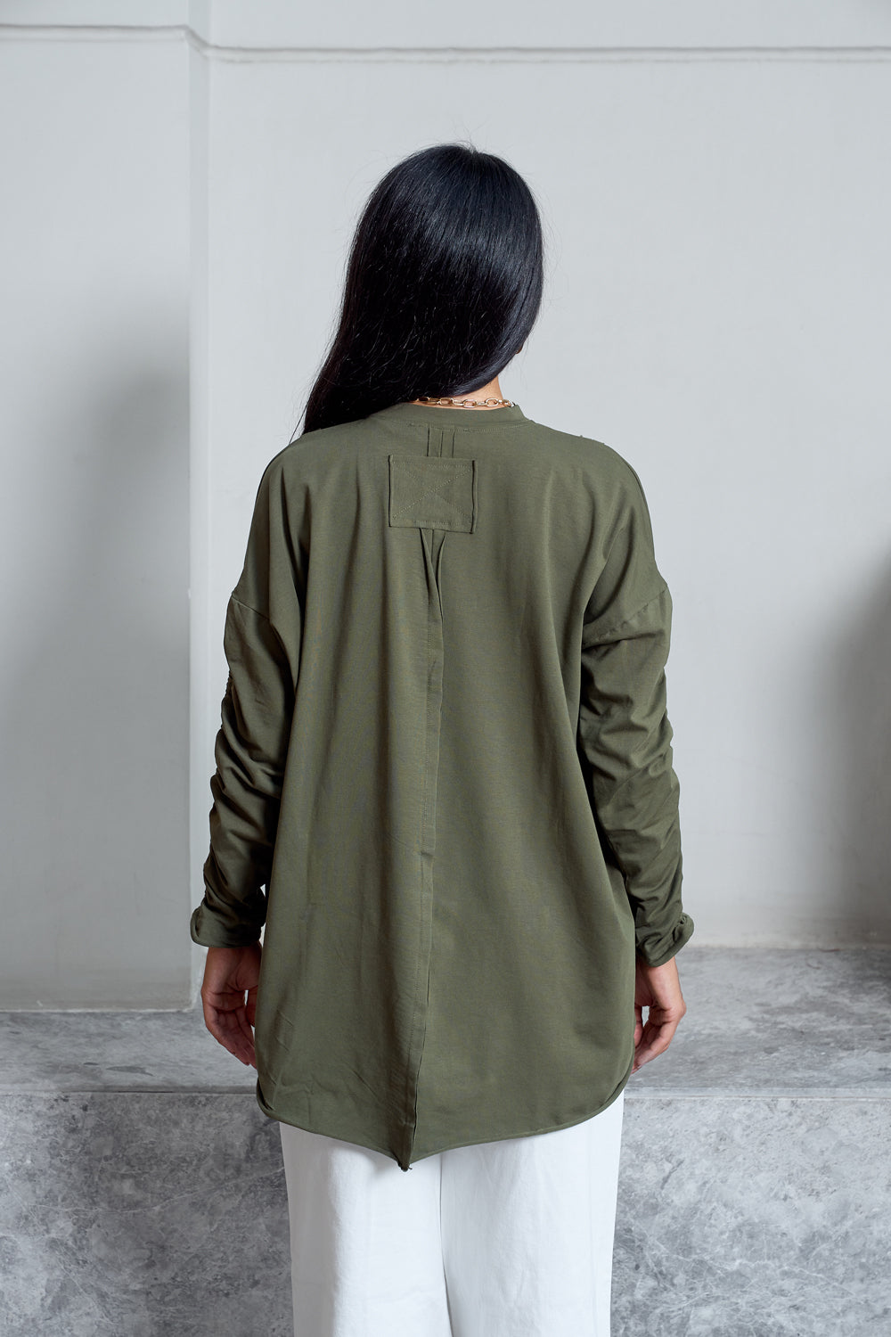 Basic Cotton T-shirt with cruched sleeves