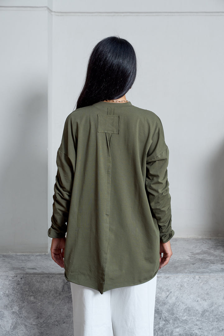 Basic Cotton T-shirt with cruched sleeves