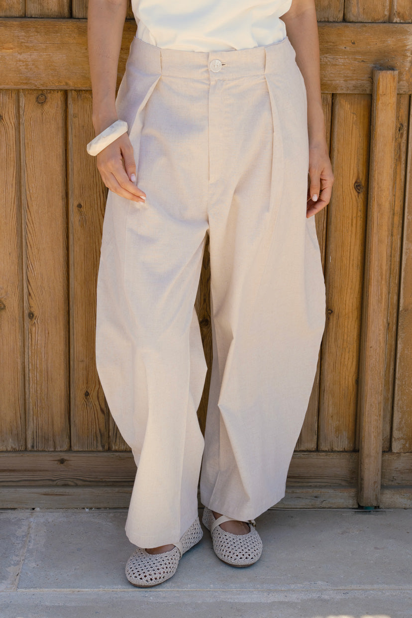 Linen balloon pants - Beige