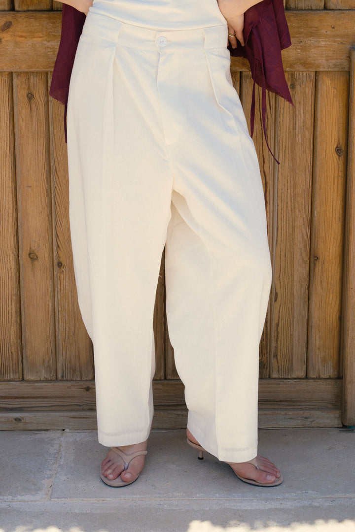 Linen balloon pants - Offwhite