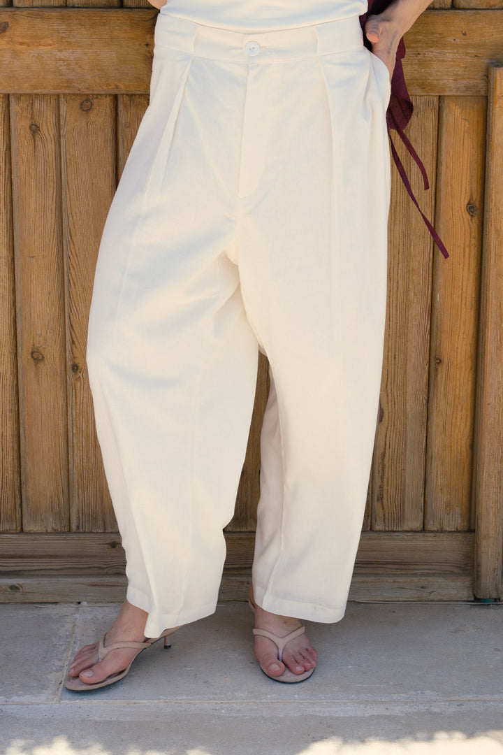 Linen balloon pants - Offwhite