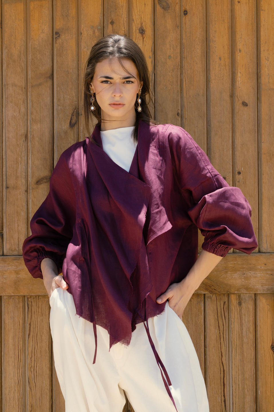 The linen jacket - plum
