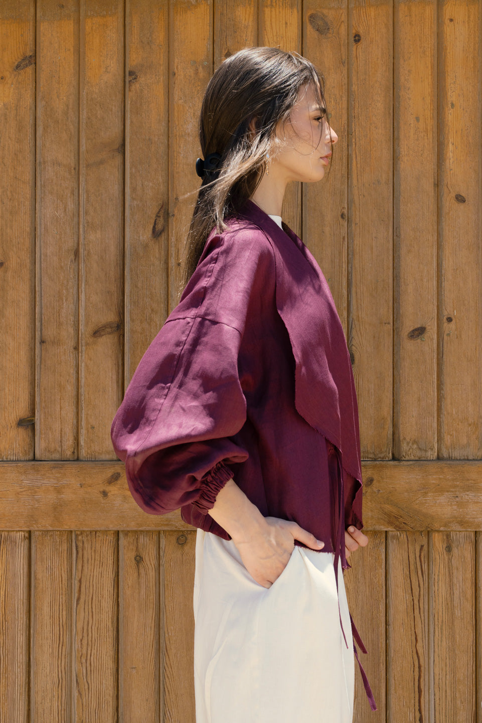 The linen jacket - plum