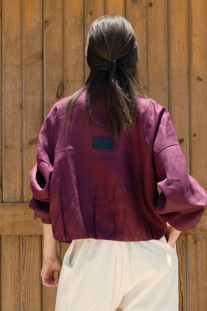The linen jacket - plum