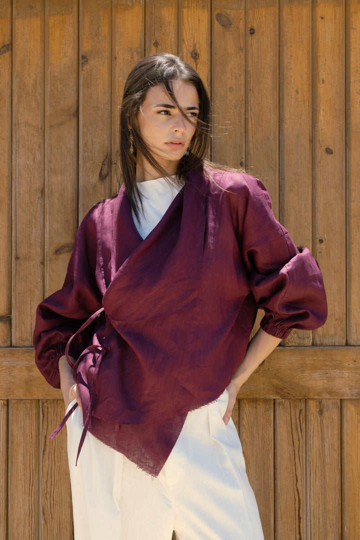 The linen jacket - plum