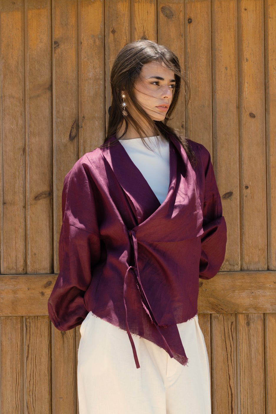 The linen jacket - plum