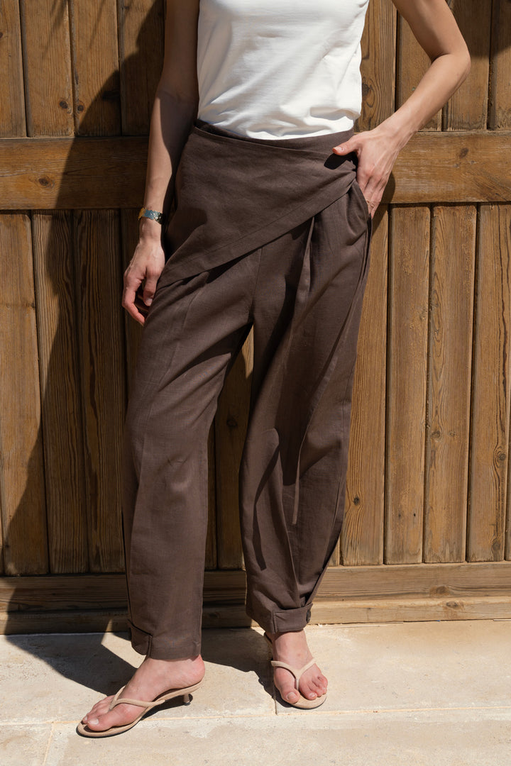 Brown linen pants