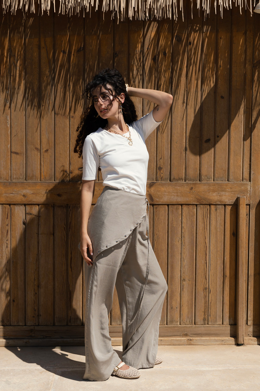 MYLAN リネン Botanical Dye Separate Pants Ease Linen Pants -Olive – sarasalamadesigns