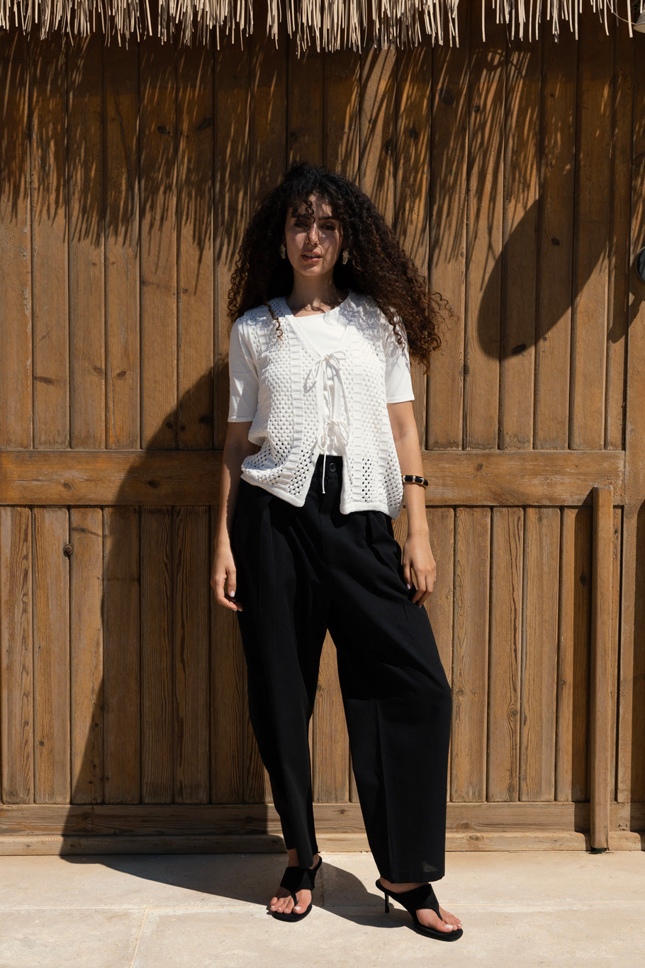 Linen balloon pants - Black