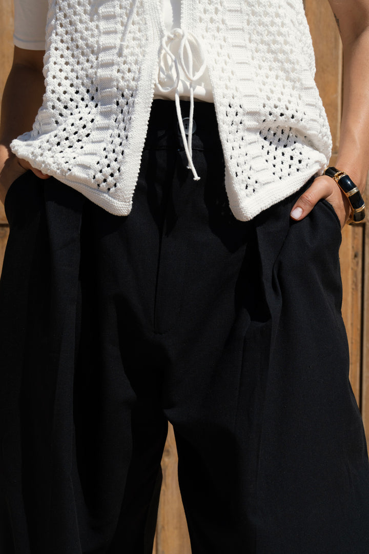 Linen balloon pants - Black