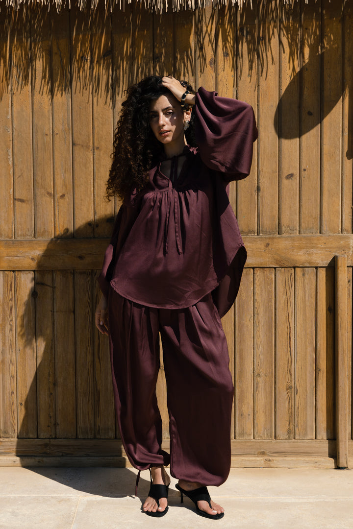 Allure satin set - Plum