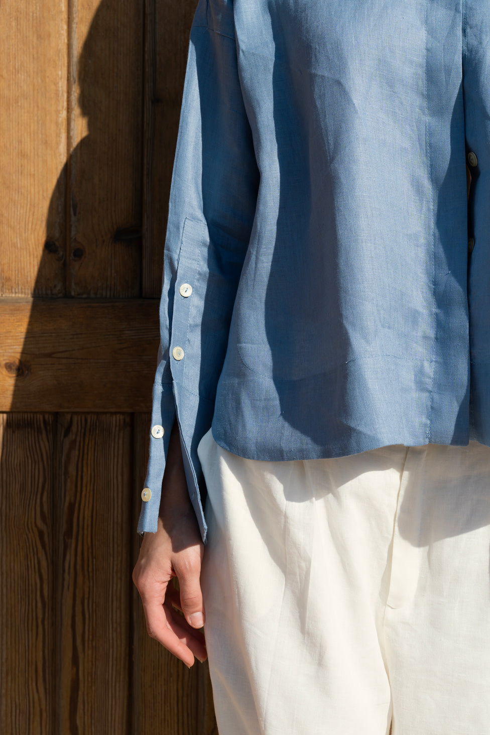 High-low Linen Shirt - Indigo Blue