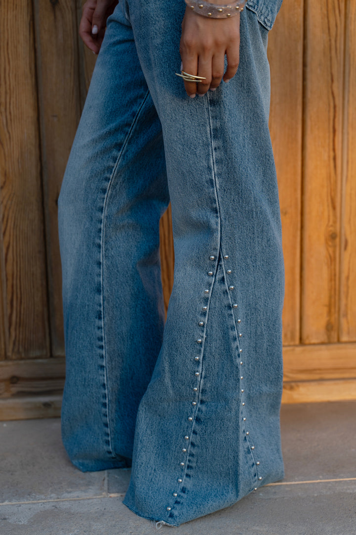 Studs Flare jeans - Light Blue