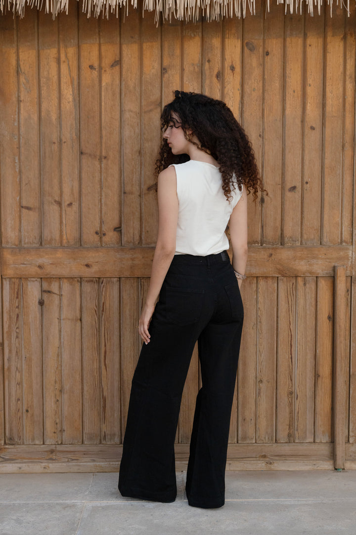 Midrise Wide-leg Jeans - Black