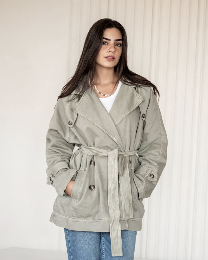 Denim/Fur jacket -Olive