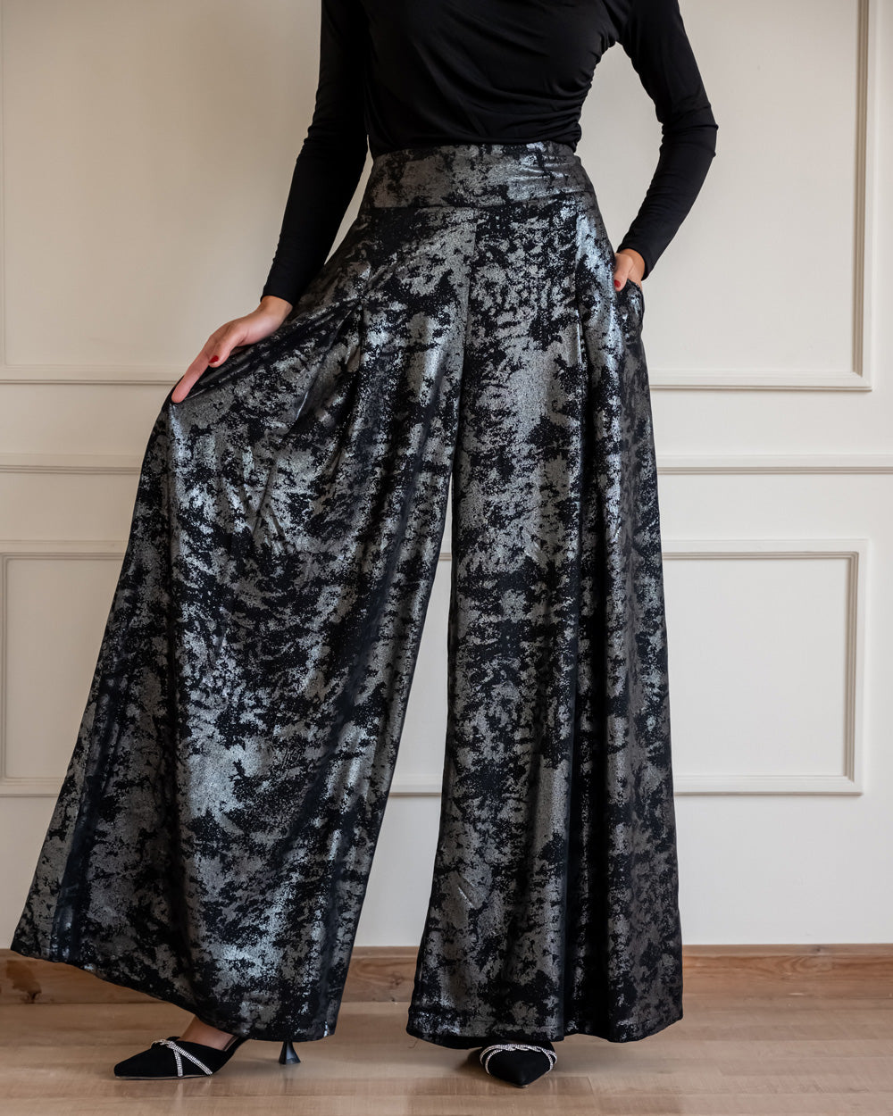 Shimmery wide pants - Silver