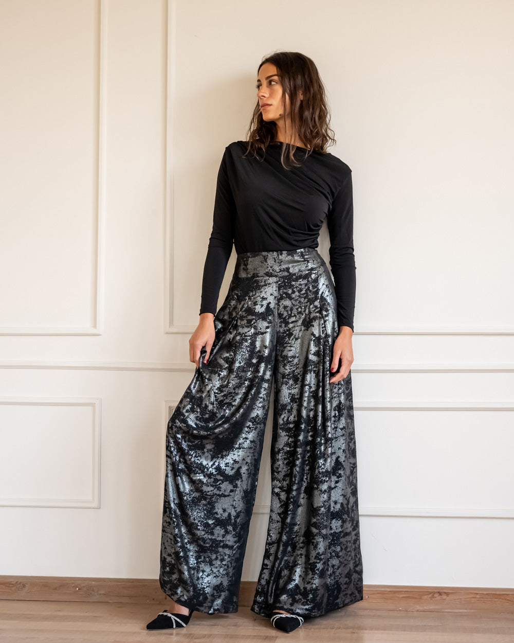 Shimmery wide pants - Silver