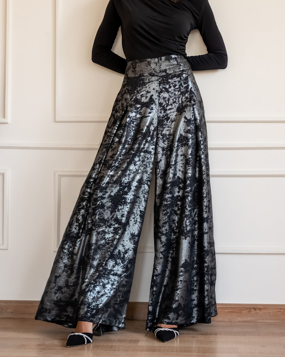 Shimmery wide pants - Silver