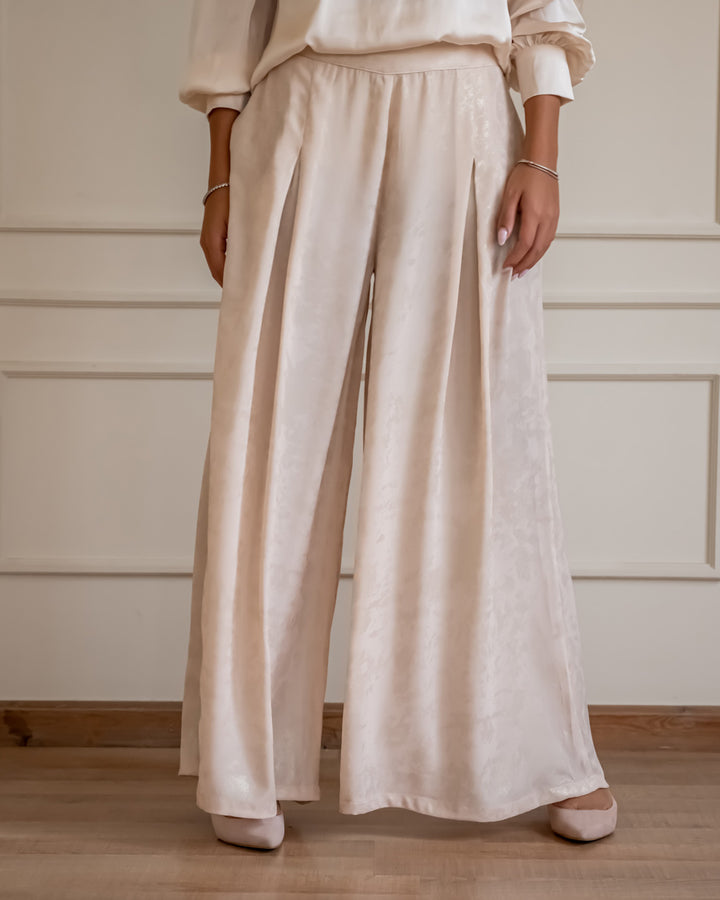 Shimmery wide pants - Nude