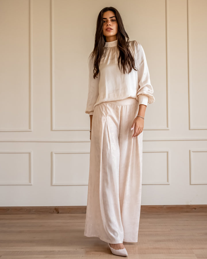 Shimmery wide pants - Nude