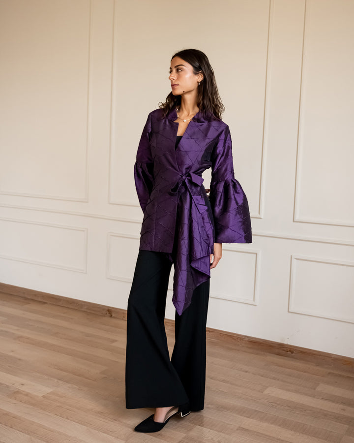 Flowy Draped Jacket - Purple