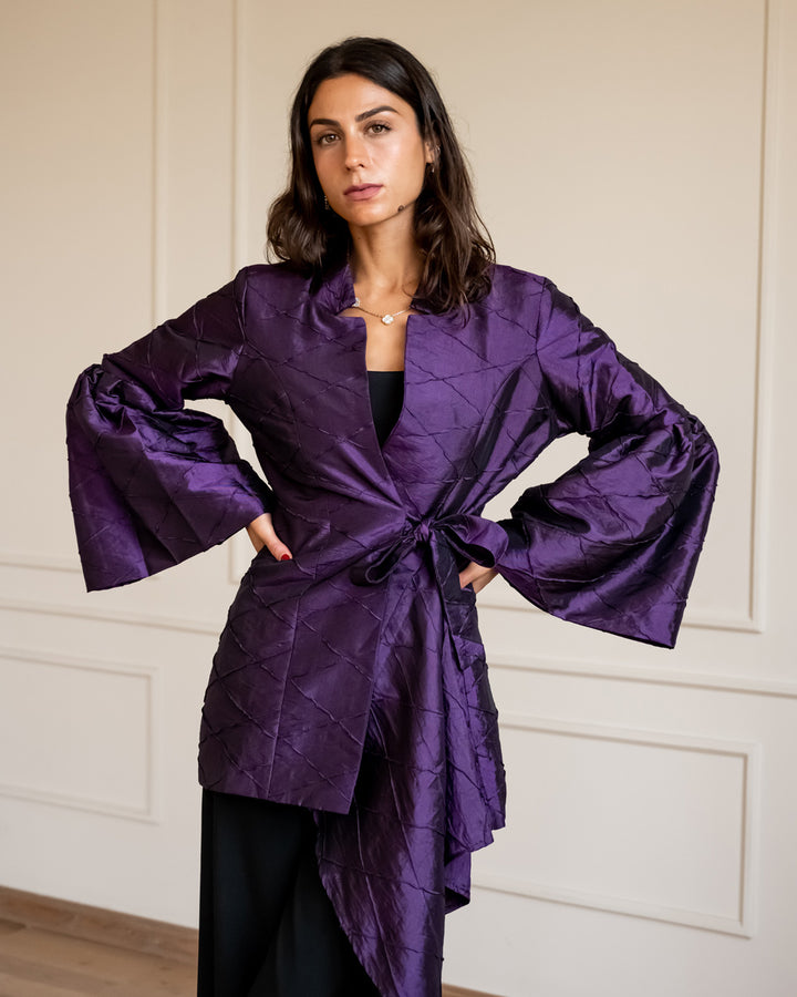 Flowy Draped Jacket - Purple