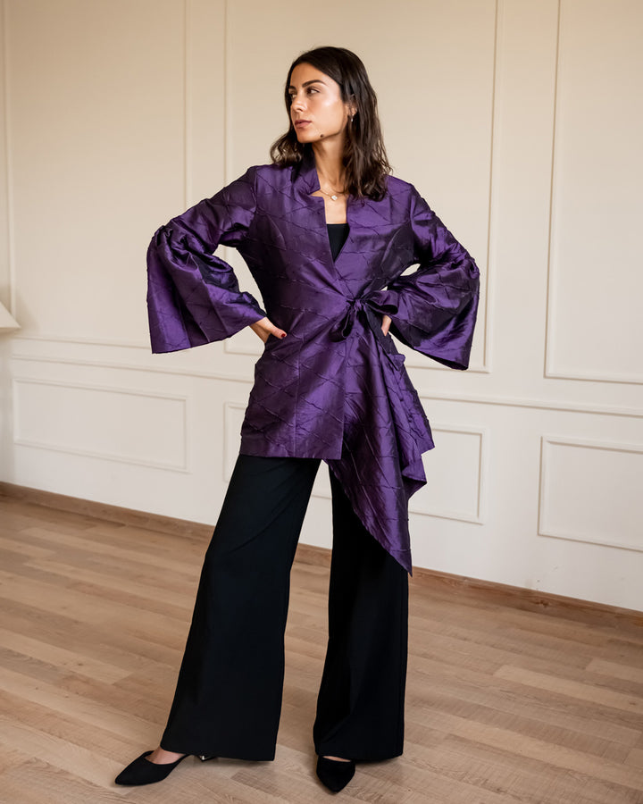 Flowy Draped Jacket - Purple