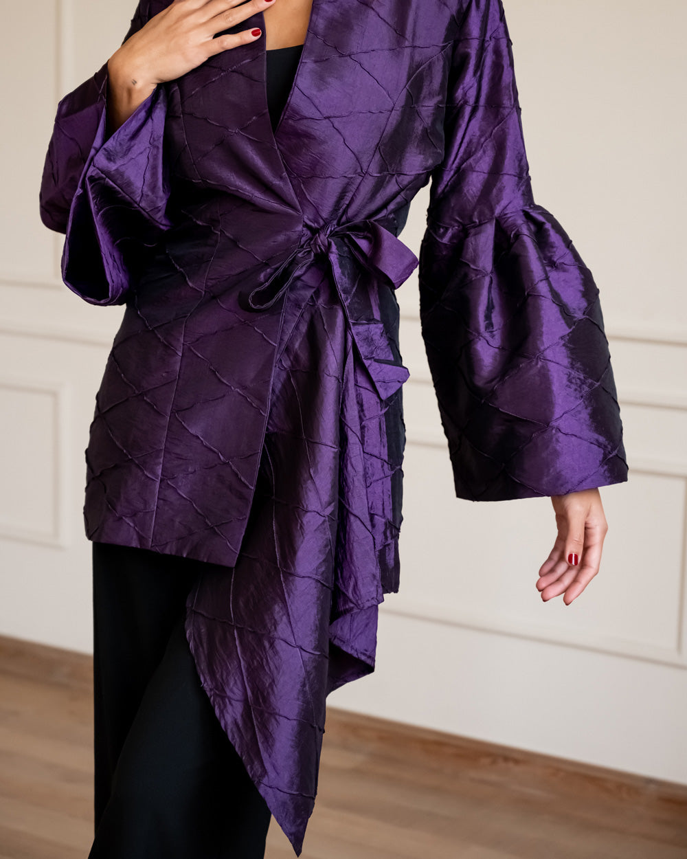 Flowy Draped Jacket - Purple