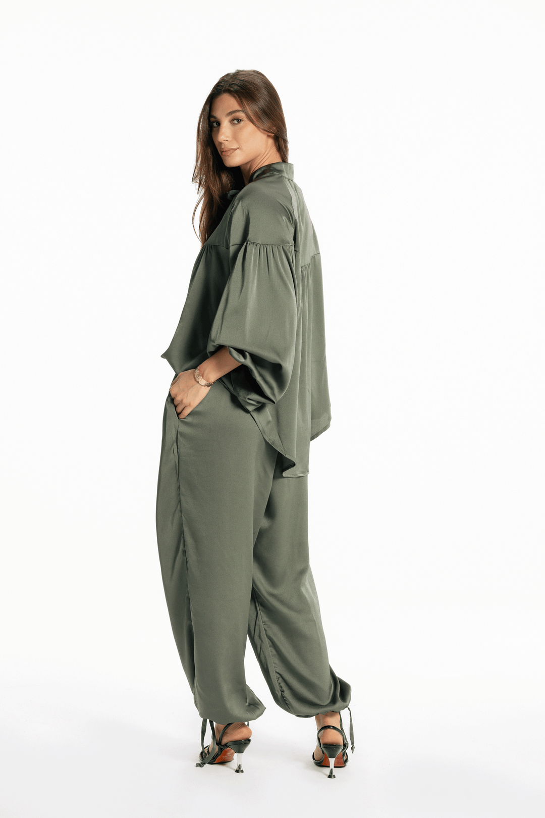 Allure satin set - Olive