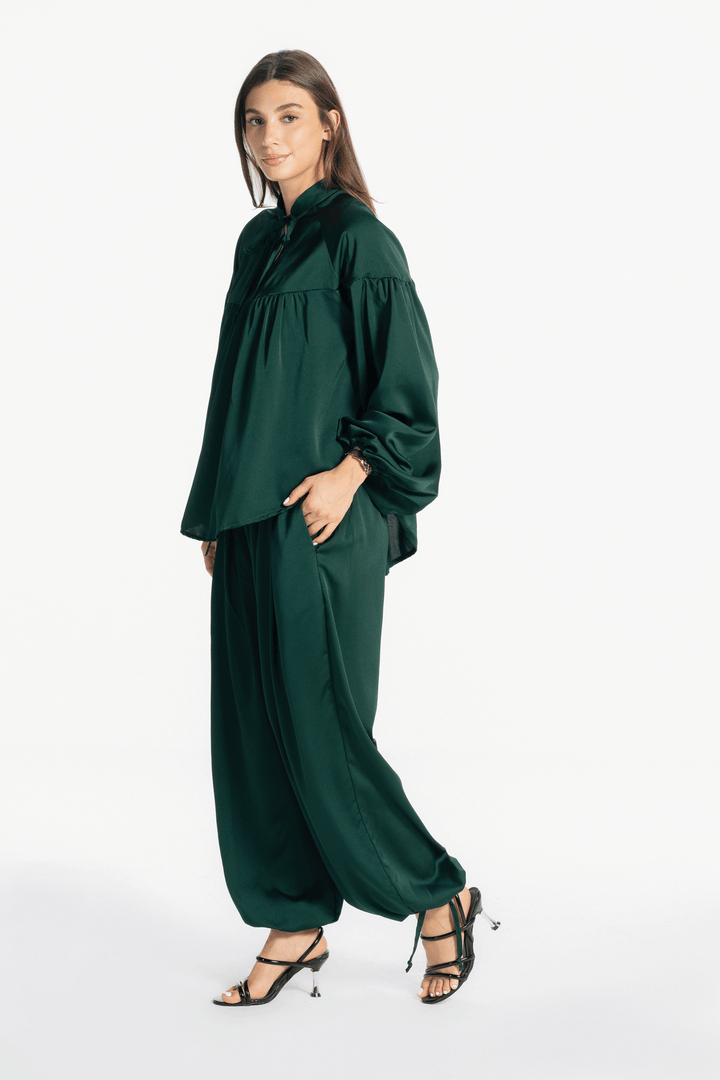 Allure satin set - Dark Green