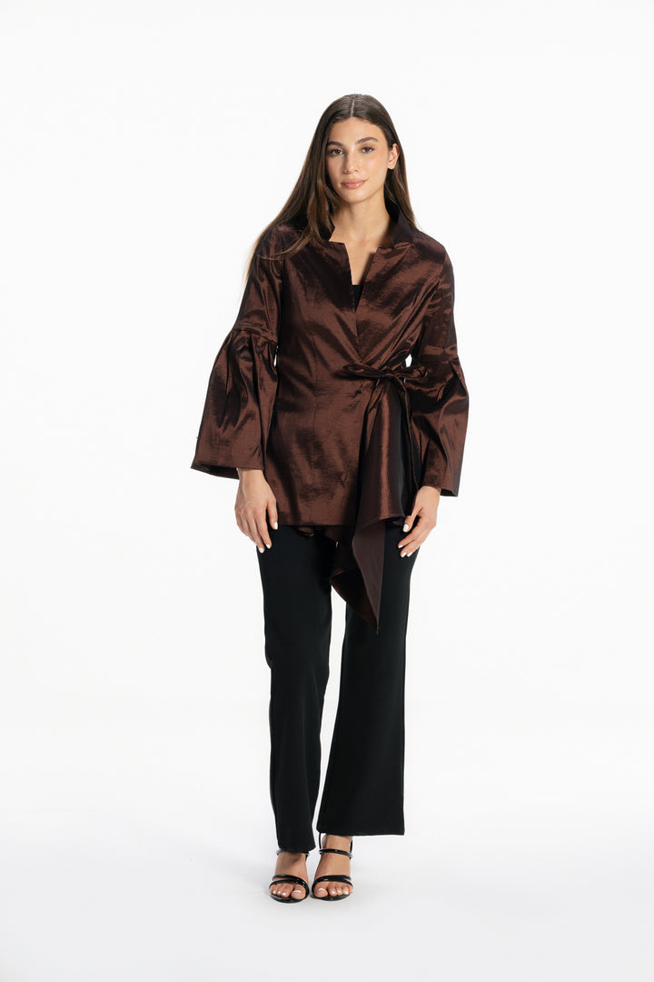 Flowy Draped Jacket - Brown