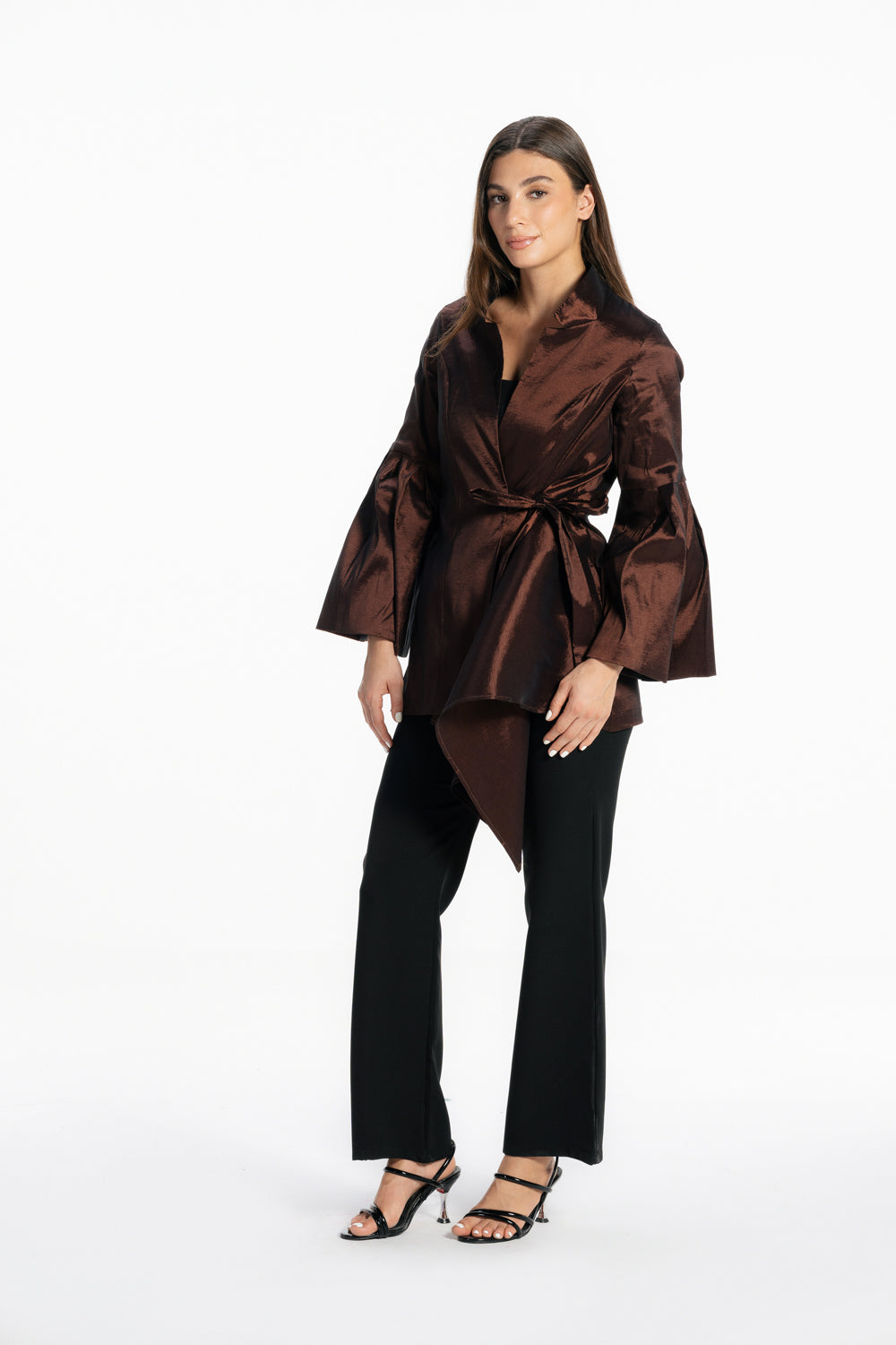 Flowy Draped Jacket - Brown