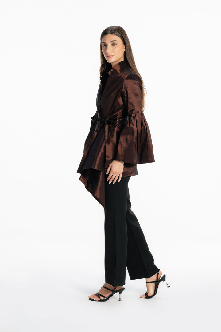 Flowy Draped Jacket - Brown