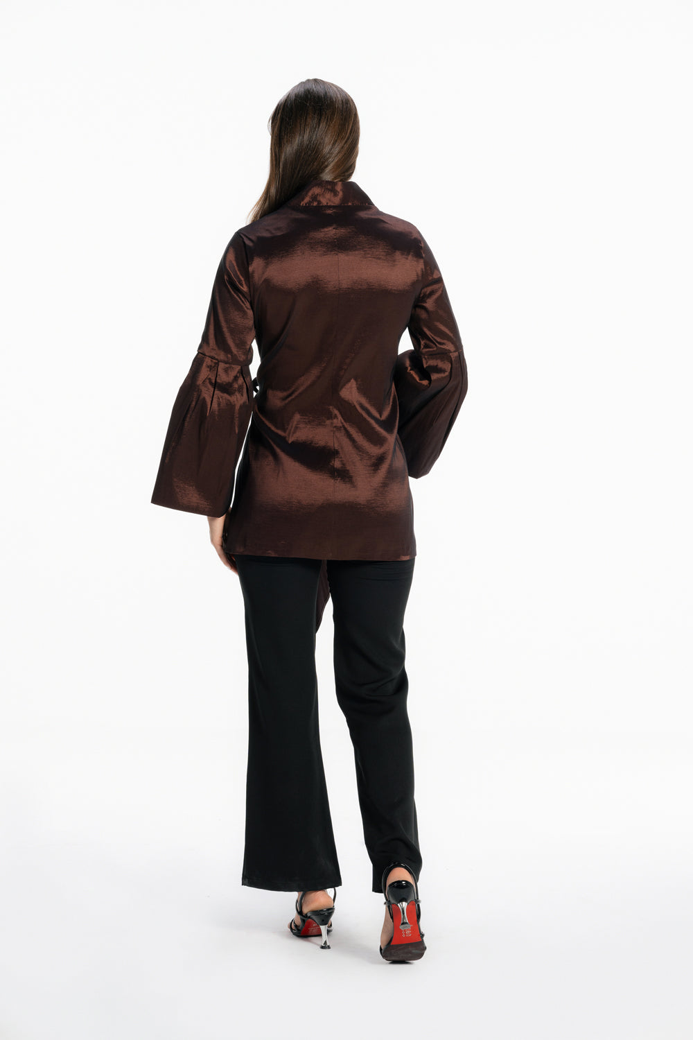 Flowy Draped Jacket - Brown