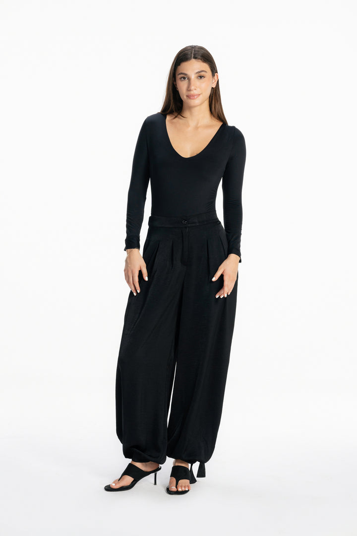 Satin Balloon Pants - Black