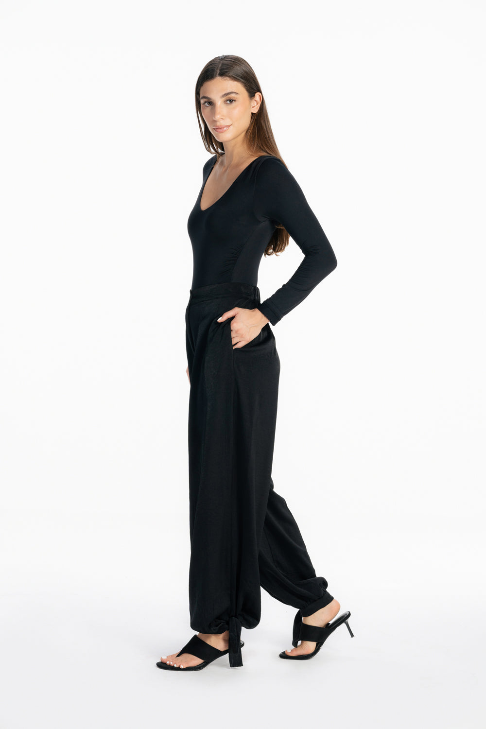 Satin Balloon Pants - Black