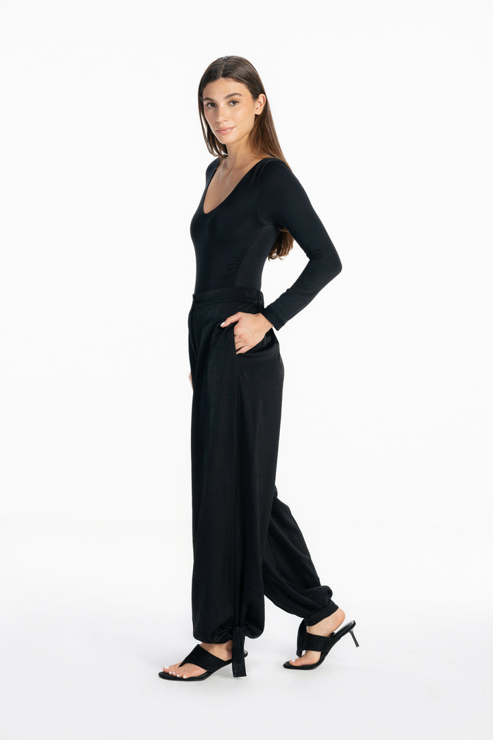 Satin Balloon Pants - Black