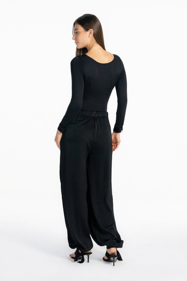 Satin Balloon Pants - Black