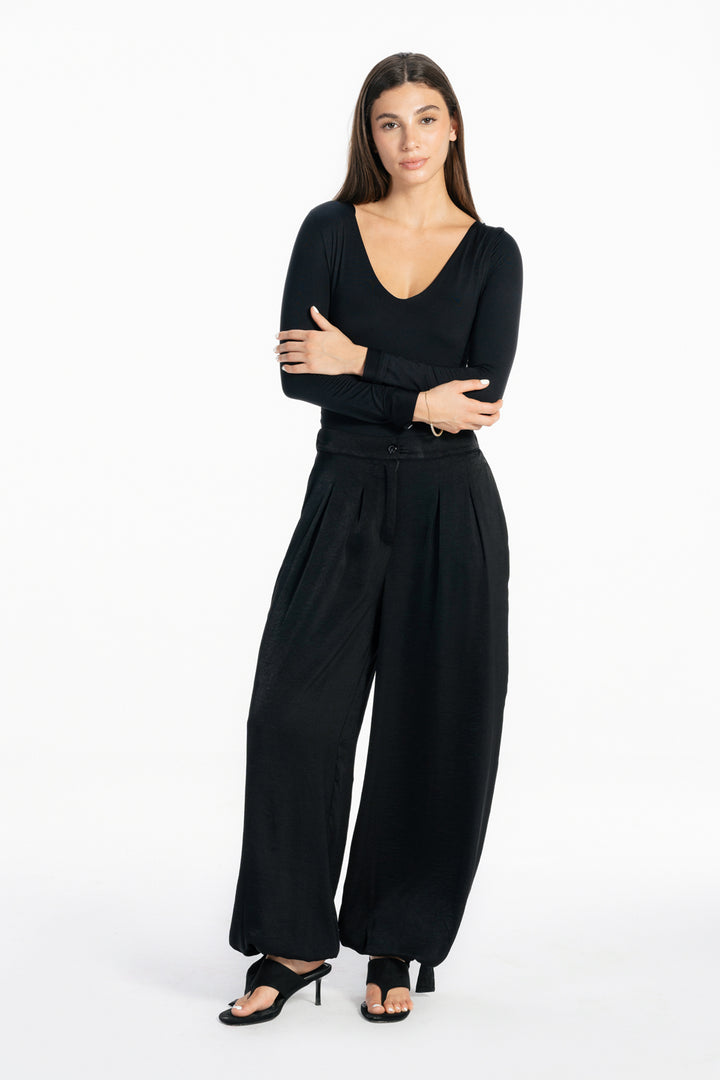 Satin Balloon Pants - Black