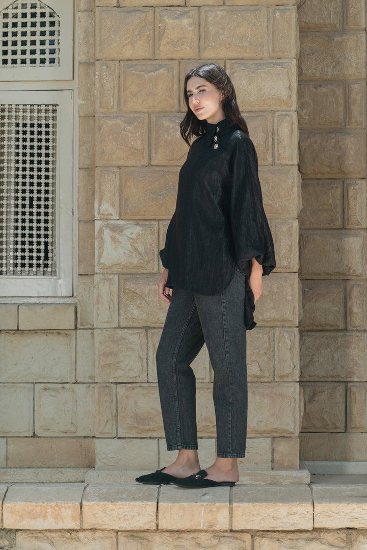 Side collar shirt - Black