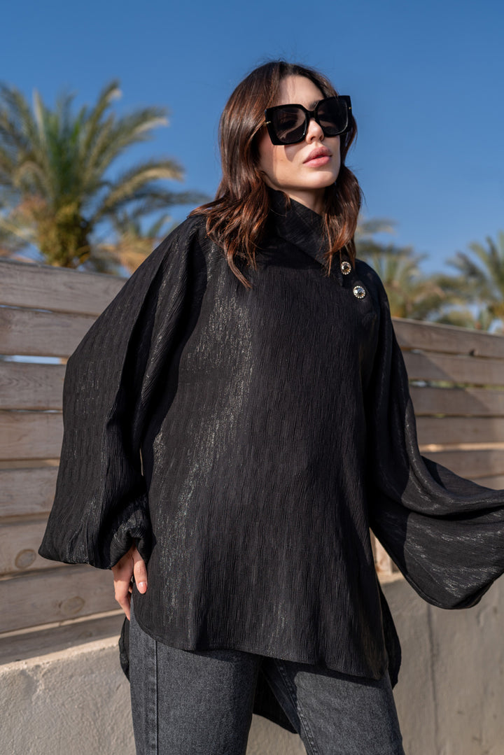 Side collar shirt - Black
