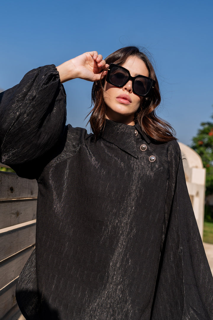 Side collar shirt - Black