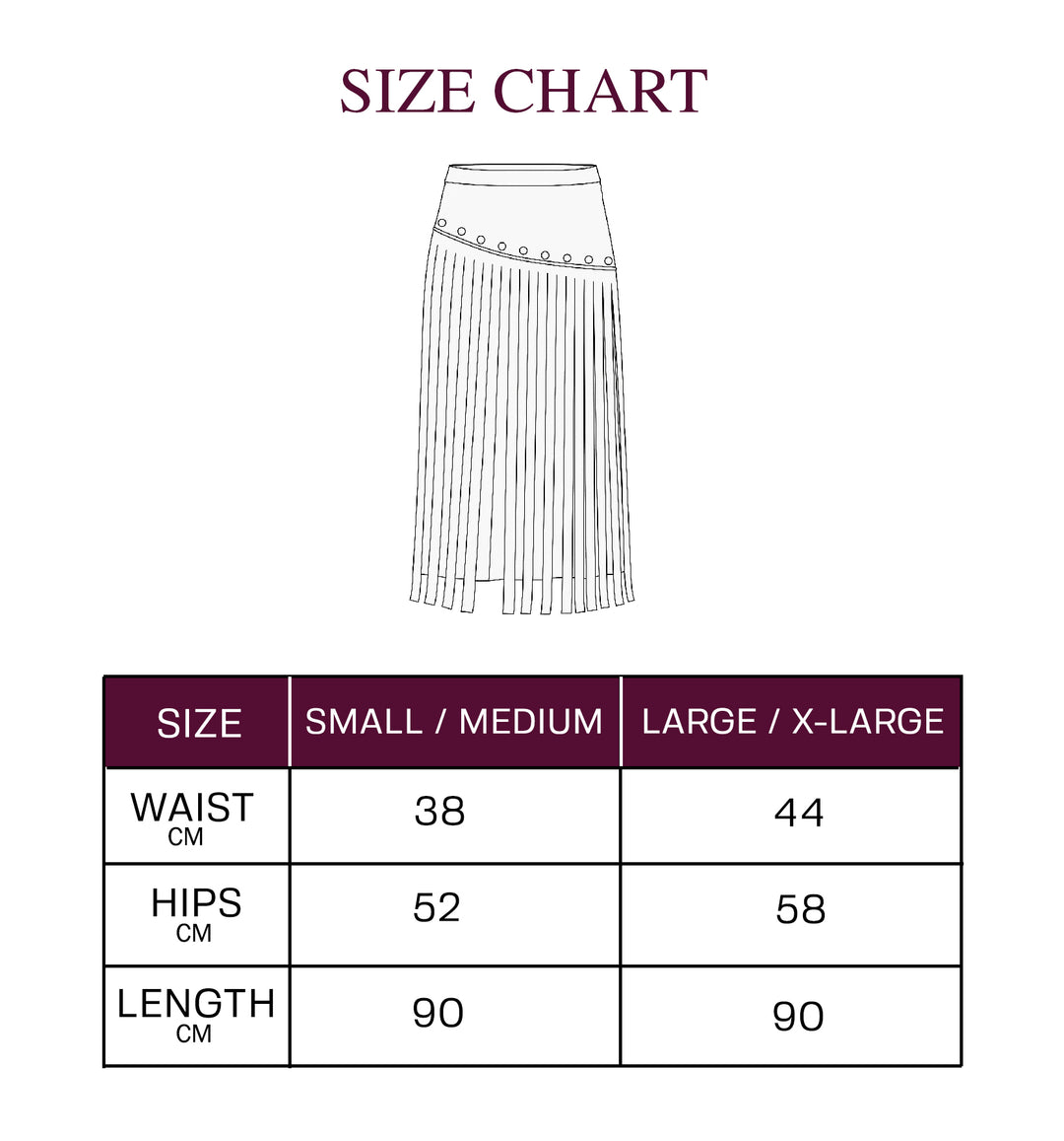 Rebel Fringes Skirt-Burgundy